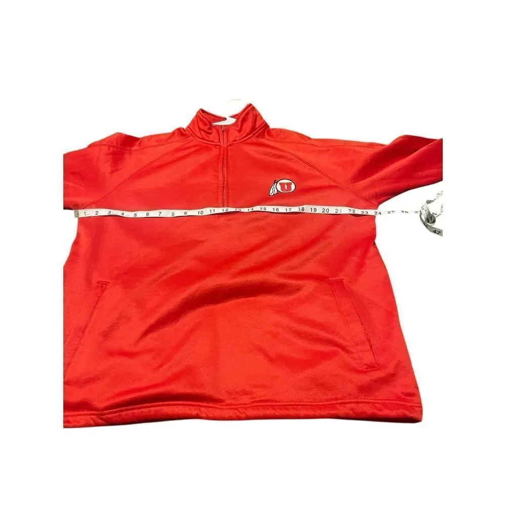 American Classic Sportswear Men Red Long Sleeve Utah Utes 1/4 Zip Pullover Large